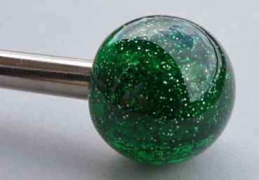 Shooterrod with green transluscent round knob and glittereffect