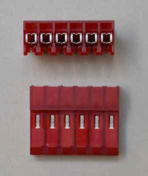 Federleiste Schneid/Klemmtechnik 6 polig rot AWG 22 RM 3.96 / 0.156