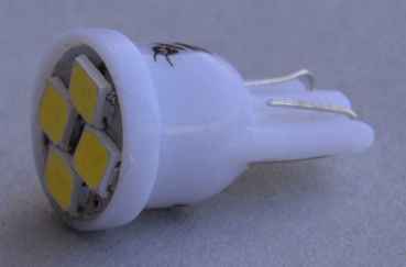 LED Lamp 4 SMD LED extra bright wedgebase T10 - cold white