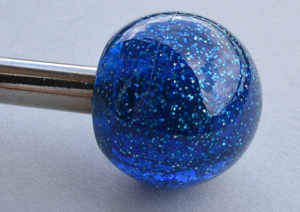 Shooterrod with blue transluscent round knob and glittereffect
